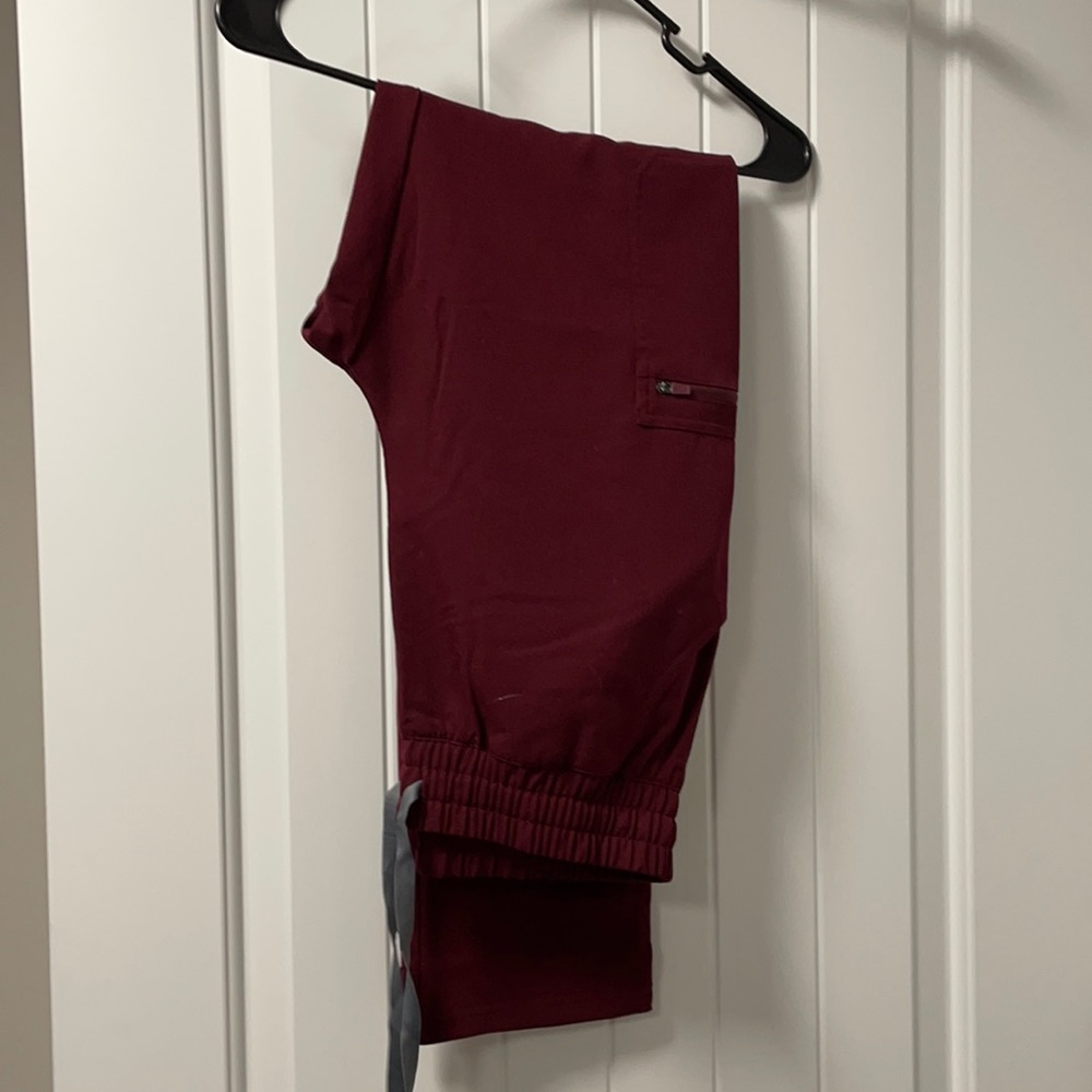 Figs high waisted scrubs - maroon!